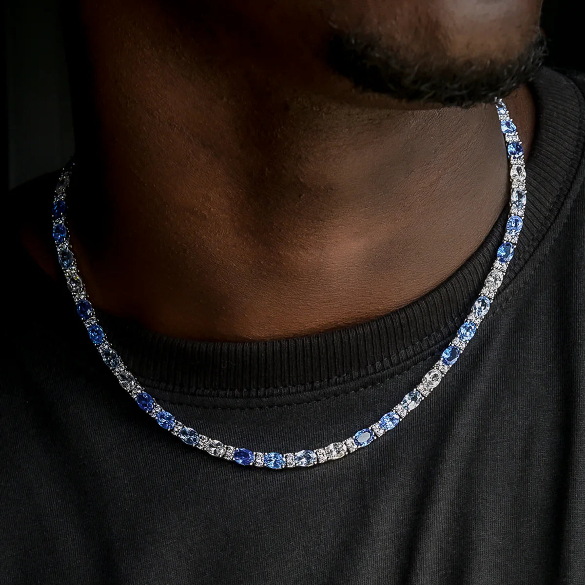 Blue Mixed Oval Cut Tennis Chain- 5mm – Mamba Drip