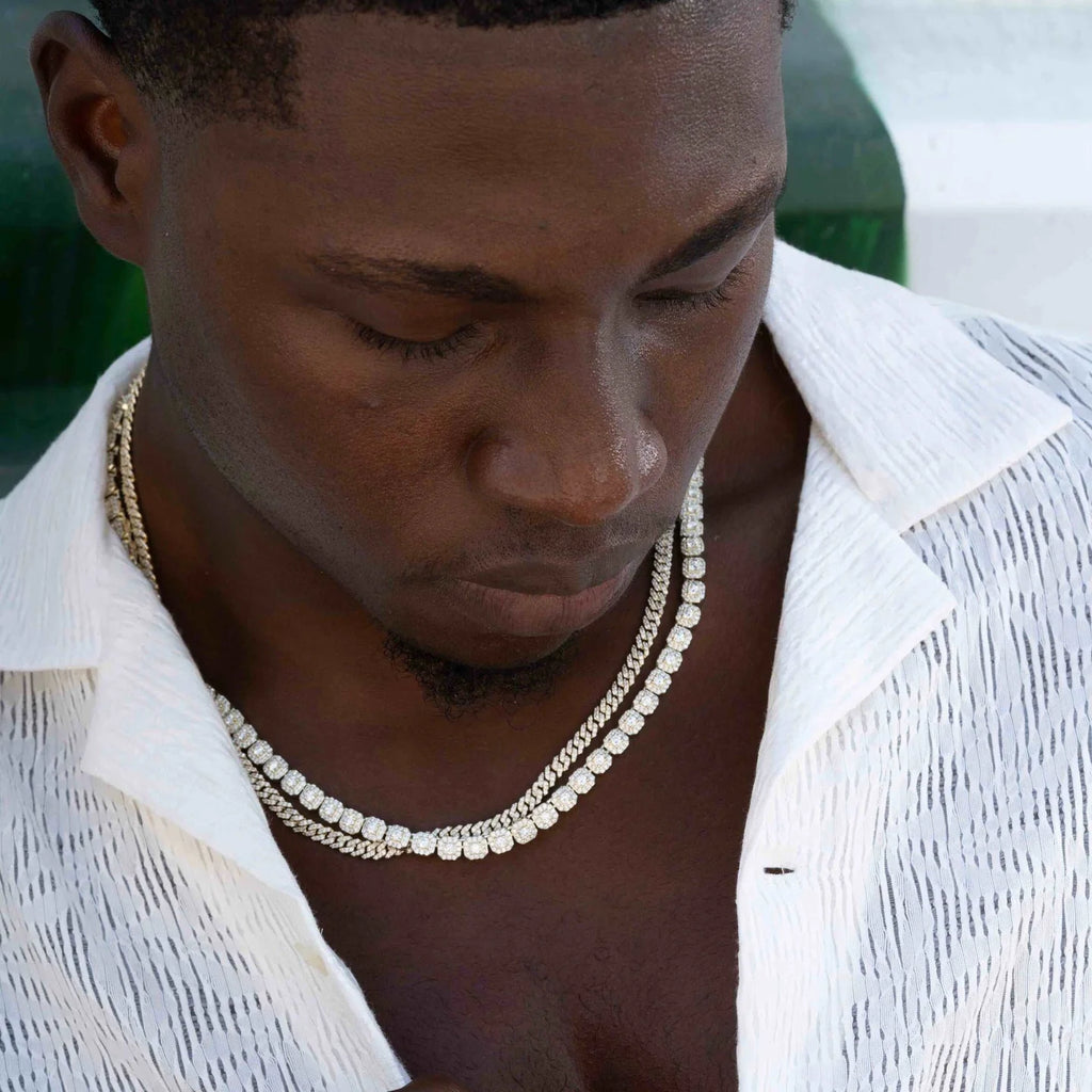 Micro Clustered Tennis Necklace in White Gold