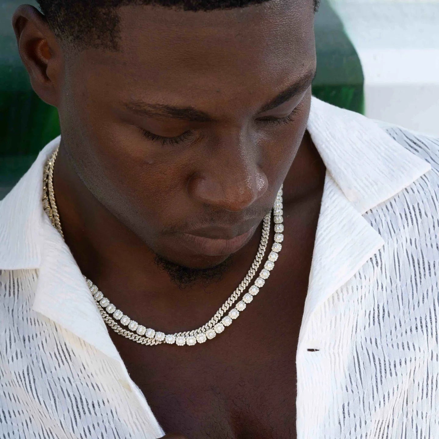 Micro Clustered Tennis Necklace in White Gold