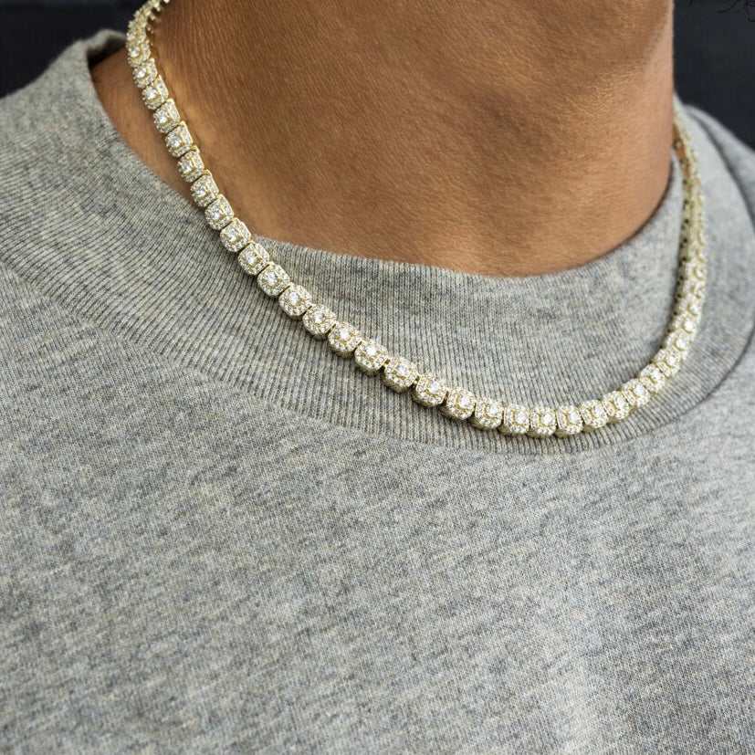 Micro Clustered Tennis Necklace in White Gold
