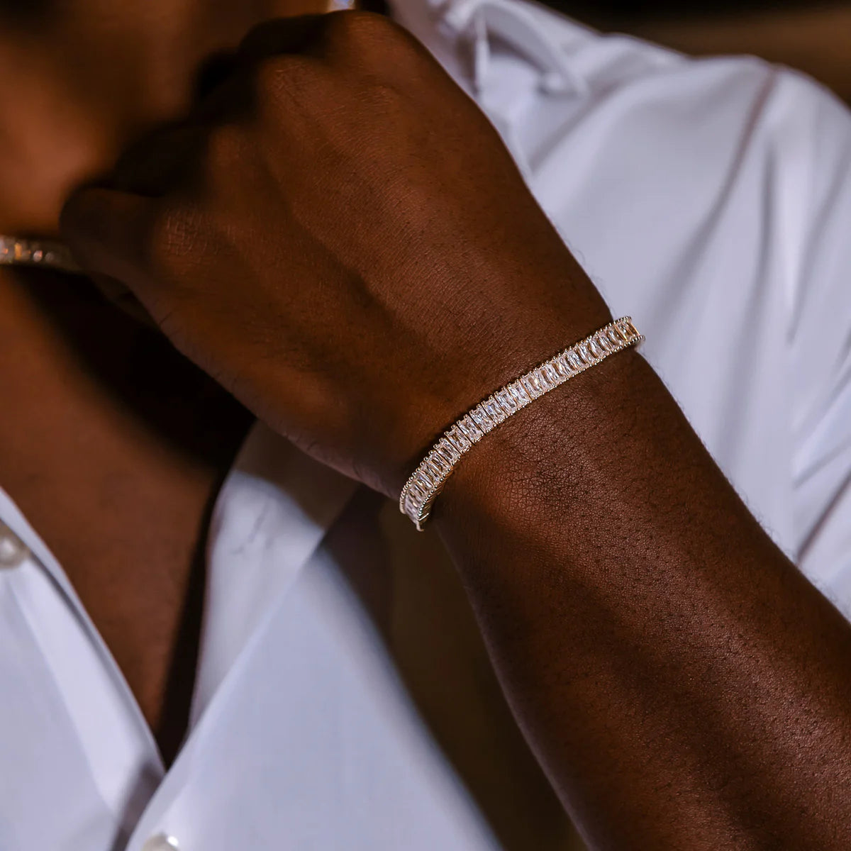 Diamond Baguette Tennis Bracelet in White Gold- 6mm