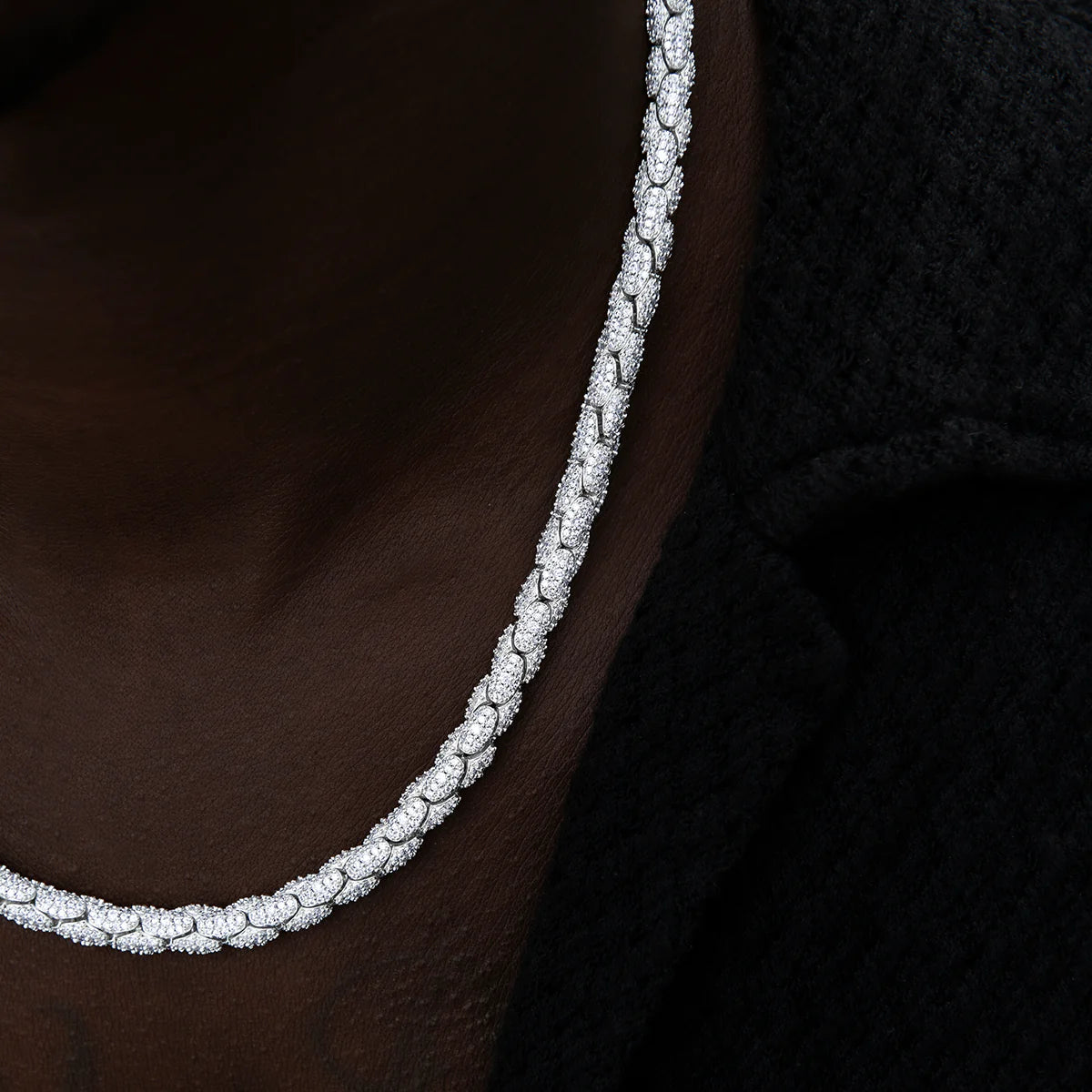 Diamond Pave Snake Link Chain -6mm