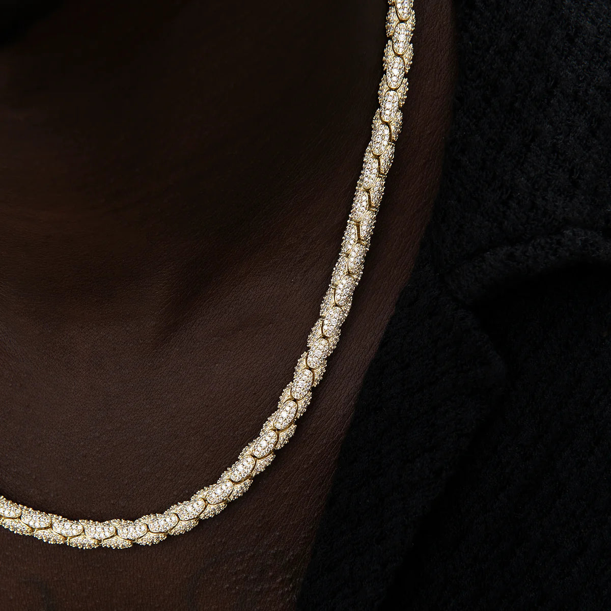 Diamond Pave Snake Link Chain -6mm