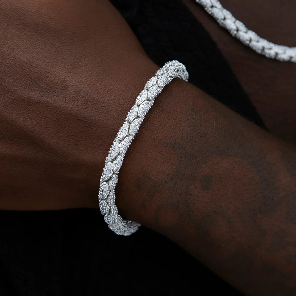 Diamond Pave Snake Link Bracelet - 6mm