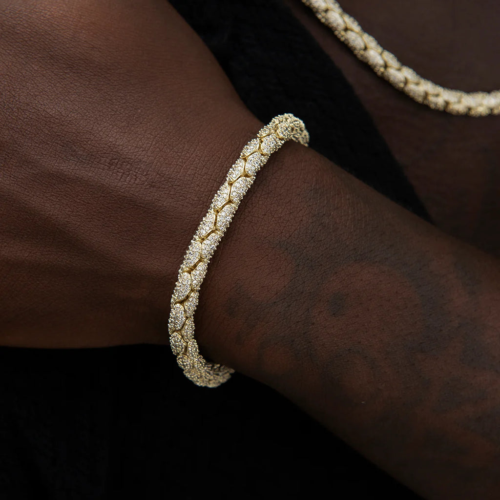 Diamond Pave Snake Link Bracelet - 6mm