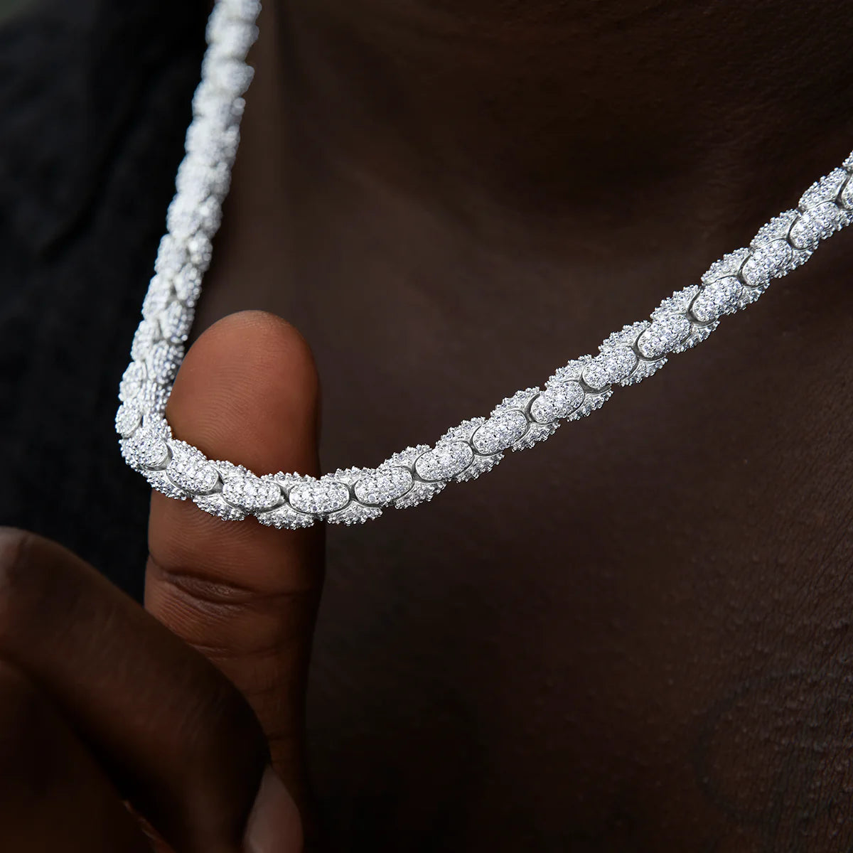 Diamond Pave Snake Link Chain -6mm