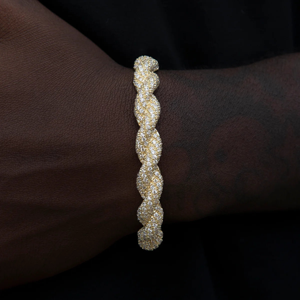 Diamond Rope Cuff Bracelet in White Gold- 10mm