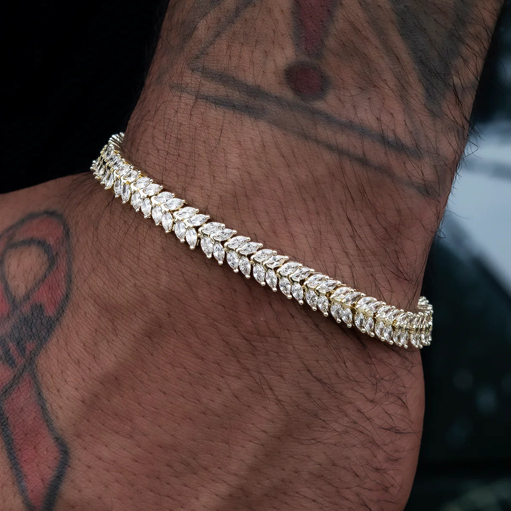 Iced Herringbone Bracelet - 7mm