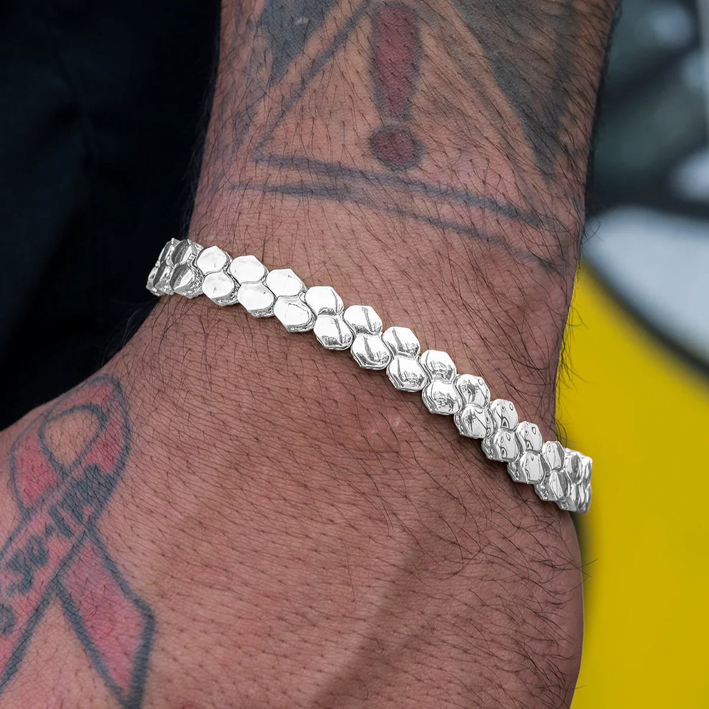 4mm Flat Snake Link Bracelet - White Gold