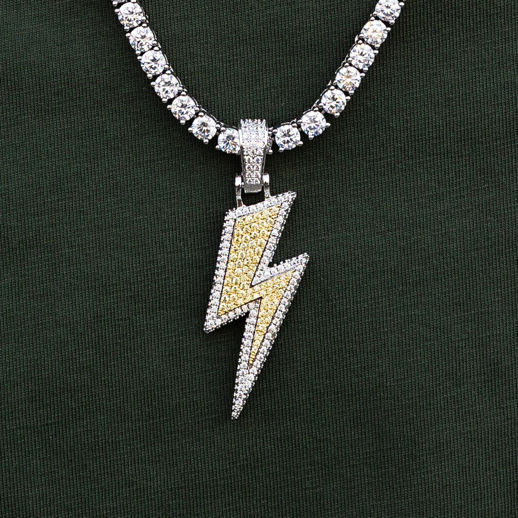 Ice Bolt Tennis Chain - White Gold