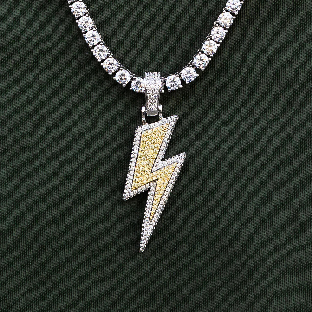 Ice Bolt Tennis Chain - White Gold