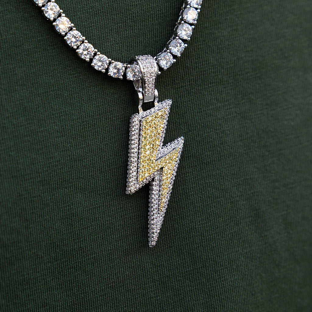 Ice Bolt Tennis Chain - White Gold