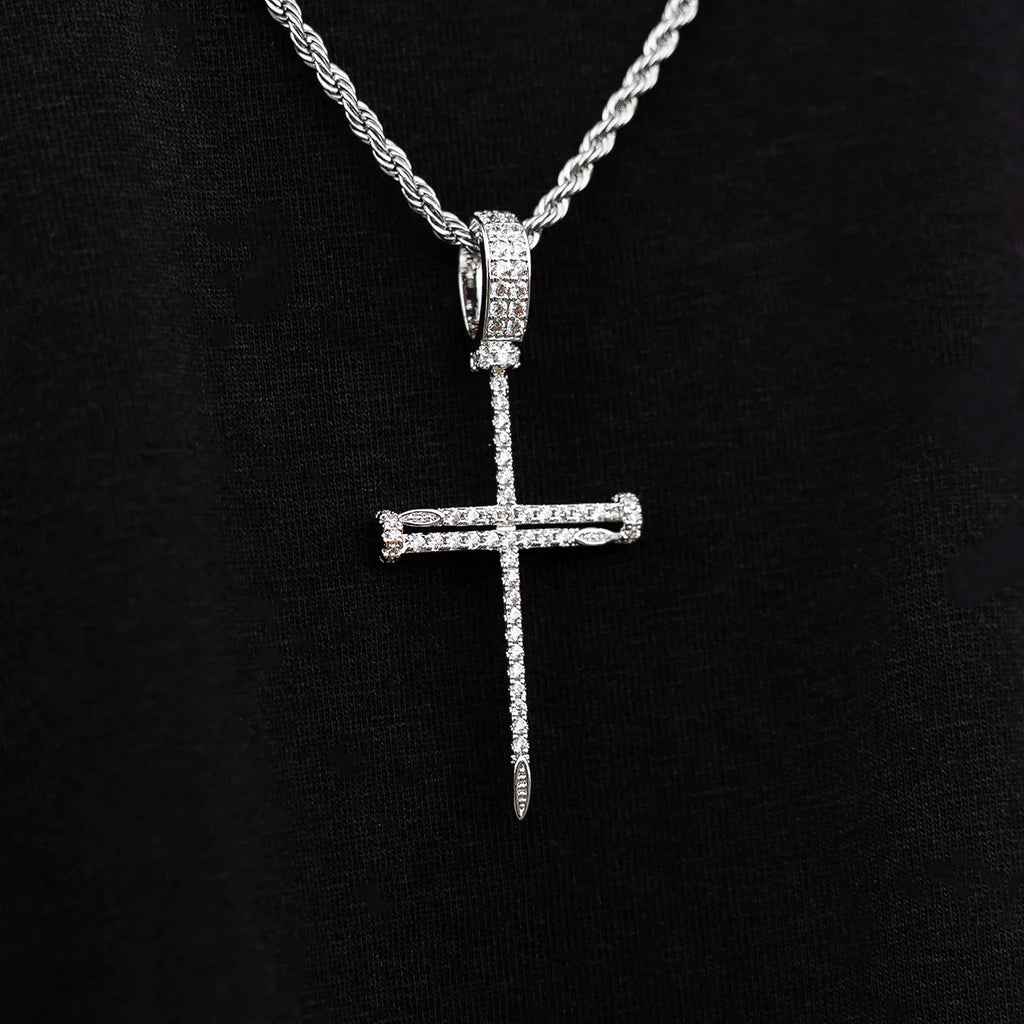 White Gold Nail Cross Chain