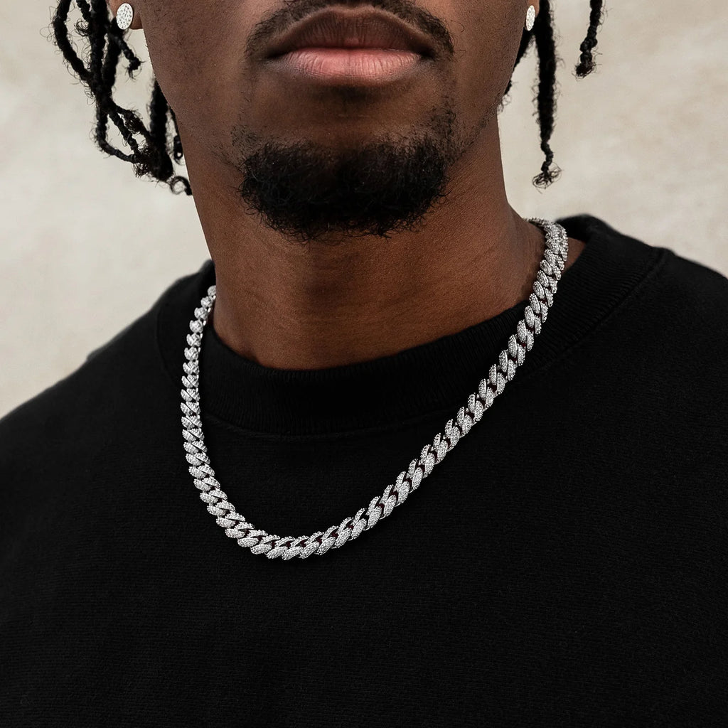 Diamond Cuban Chain in Rose/White Gold - 8.5mm