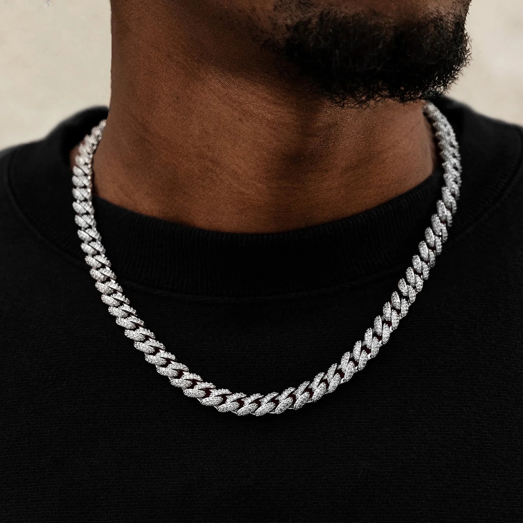 Diamond Cuban Chain in Rose/White Gold - 8.5mm
