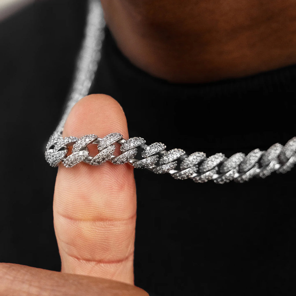 Diamond Cuban Chain in Rose/White Gold - 8.5mm