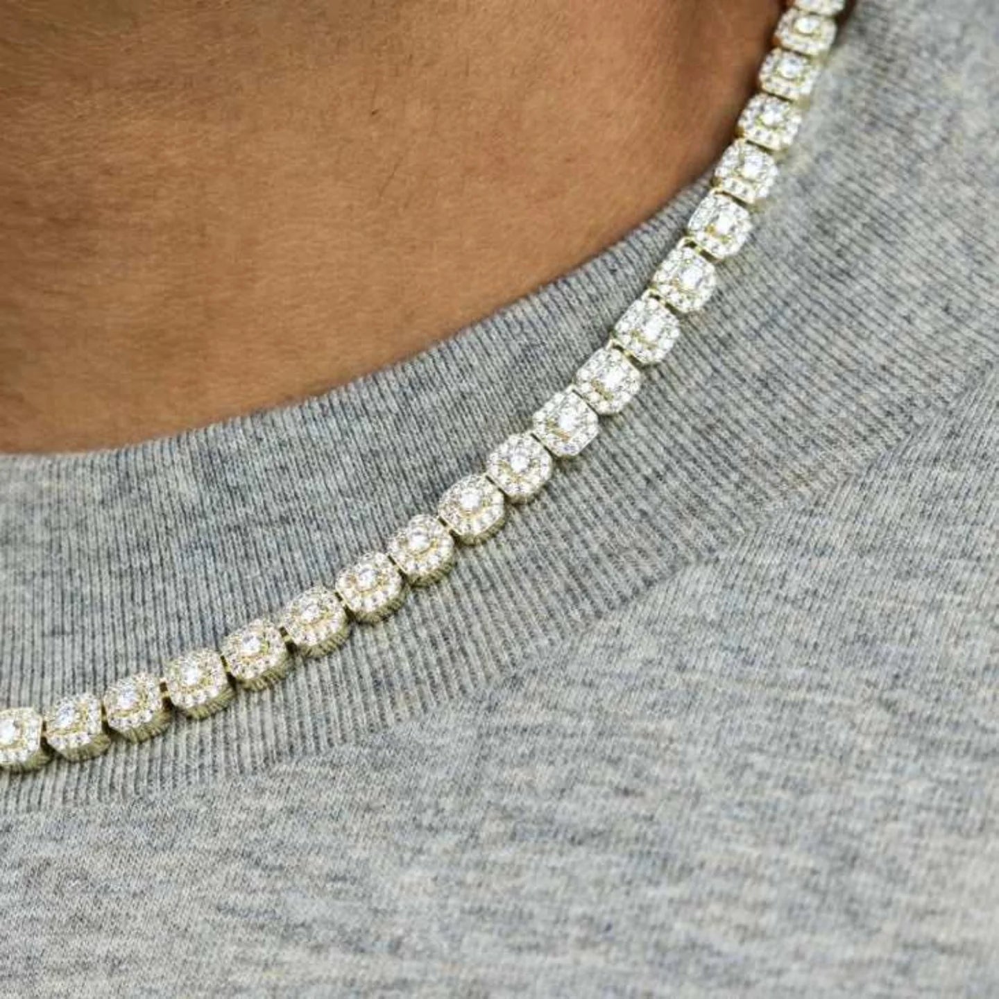 Micro Clustered Tennis Necklace in White Gold