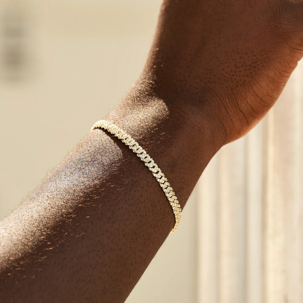 Micro Diamond Prong Cuban Bracelet - 6mm