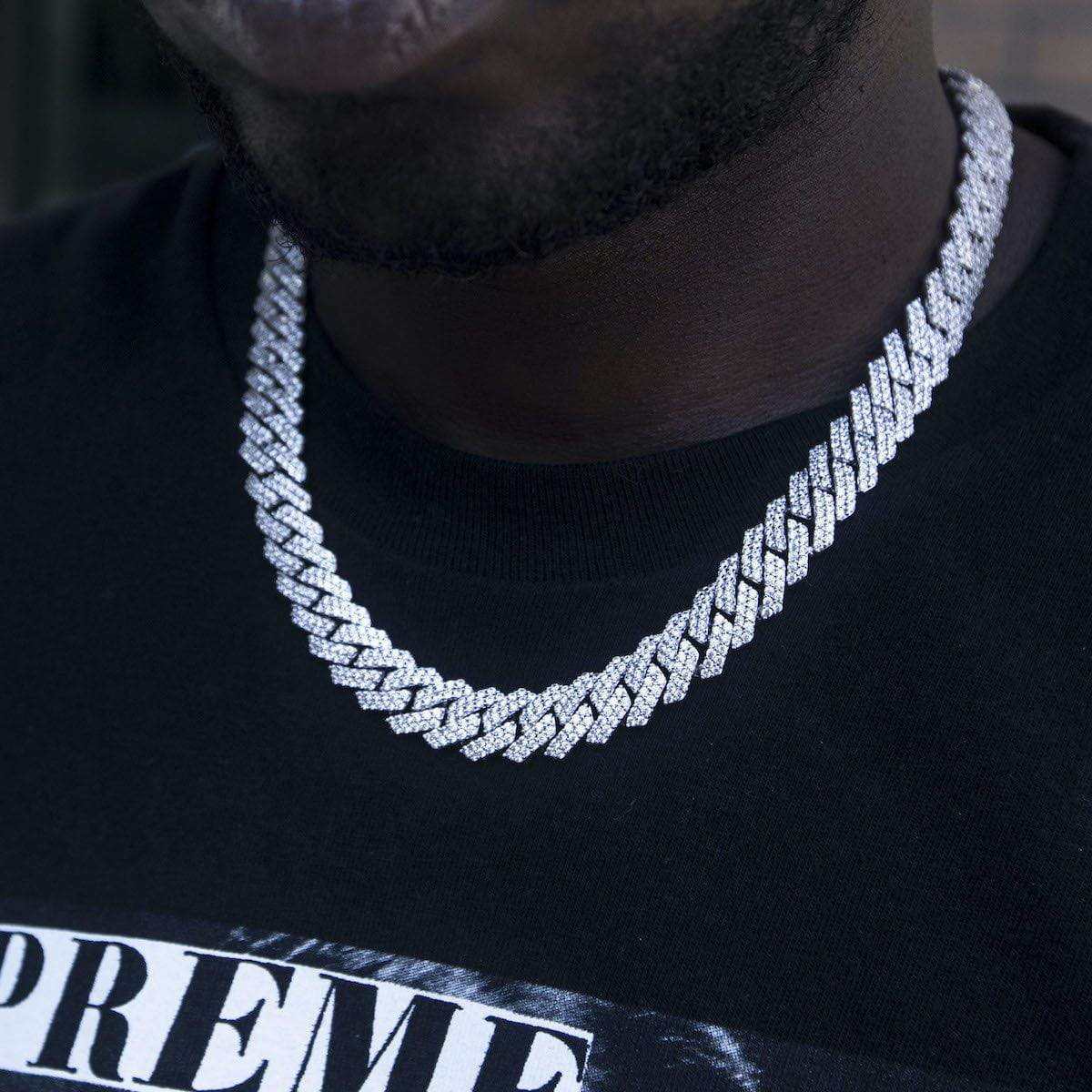 Diamond Prong Link Chain in Rose Gold- 12mm