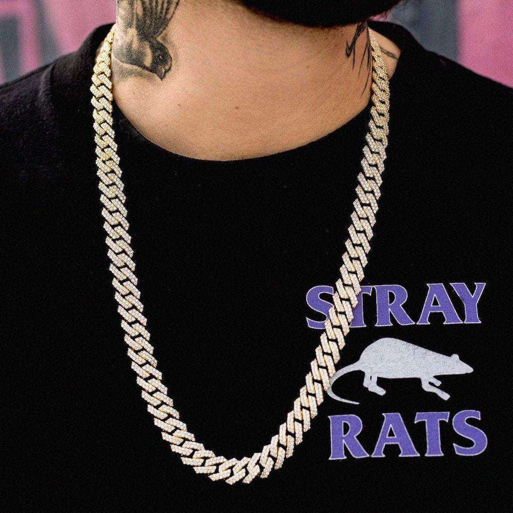 Diamond Prong Link Chain in Rose Gold- 12mm