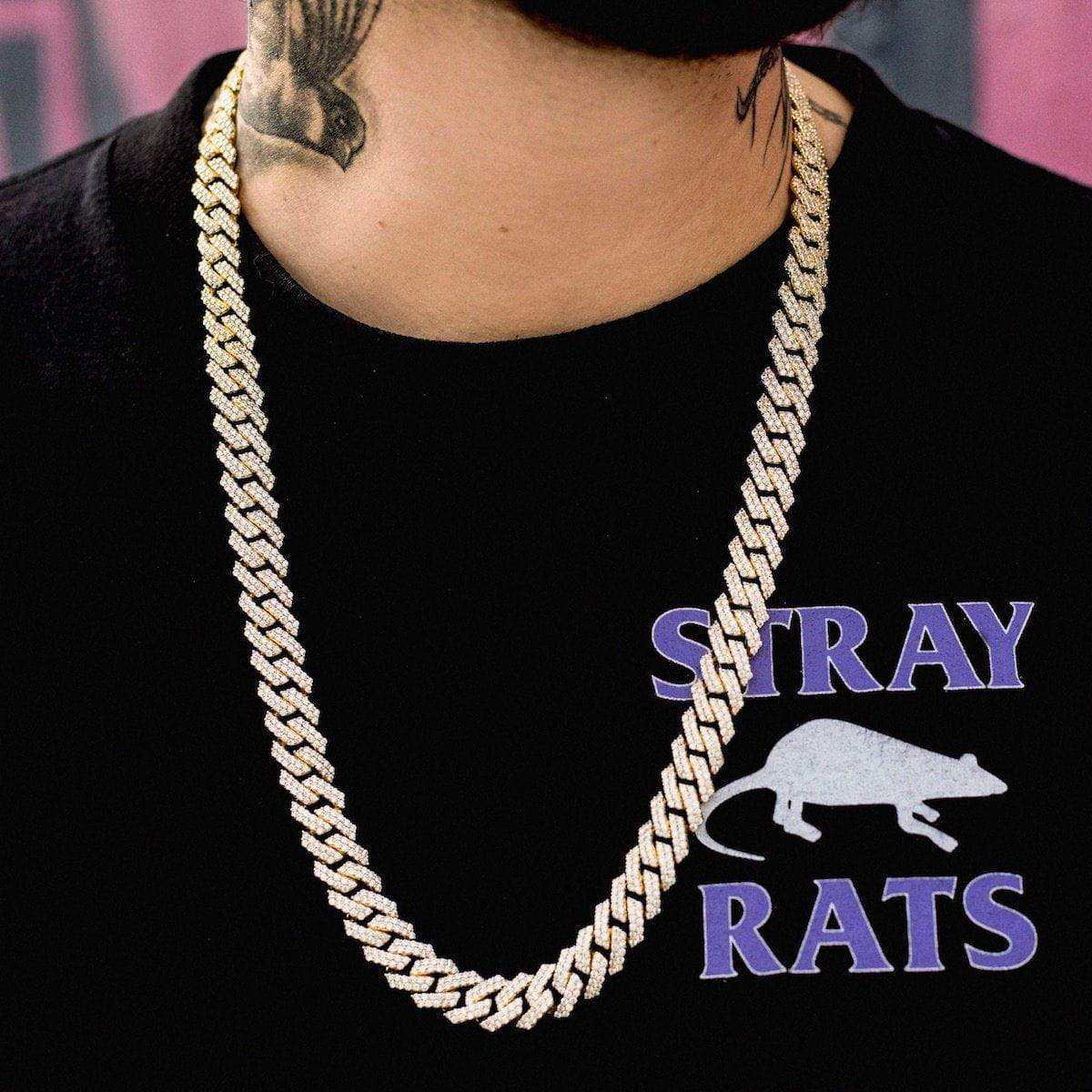 Diamond Prong Link Chain in Rose Gold- 12mm