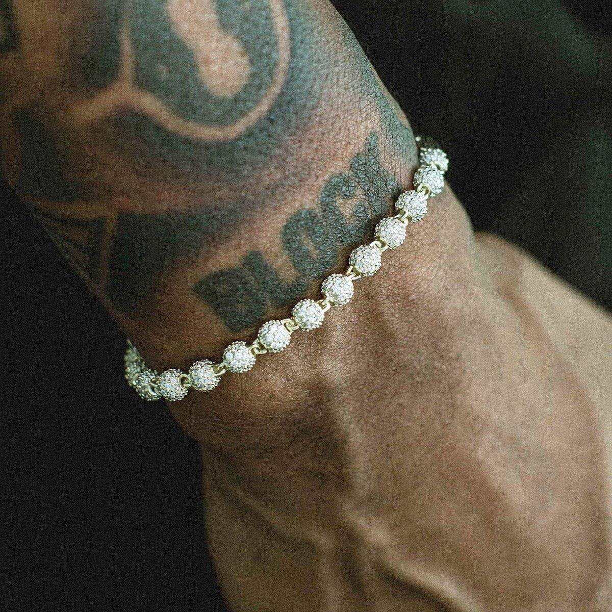 Iced Ball Bracelet in White Gold - 4mm