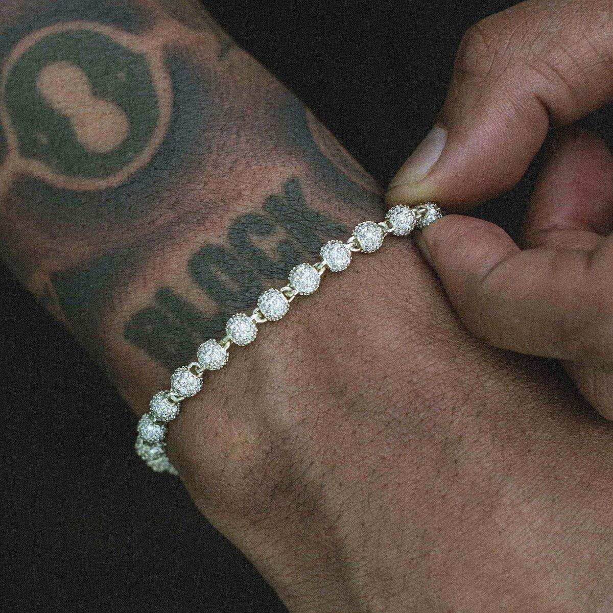 Iced Ball Bracelet in White Gold - 4mm
